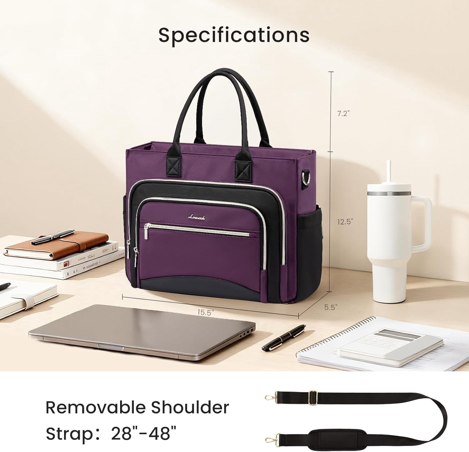 LOVEVOOK Work Tote Bags for Women,Laptop Tote Bag for Women With Large Cup Holder,Teacher Nurse Bags With Accordion File Organizer Pocket,Multi-Pockets Professional Briefcase Business Purses Handbag