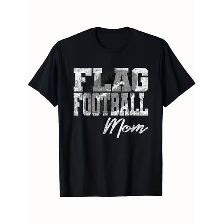 's & 's Flag Football Mom T-Shirt - Soft Breathable Cotton, Lightweight Comfortable Fit, Football Field Stripe & Flag Design, S-XXXL Sizes, Casual Apparel for Football Moms