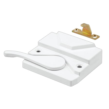 Casement Window Sash Lock, Right Hand, White, Keeper and Screws
