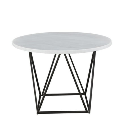 Ramona White Marble Top Round Bronze Metal Base Dining Table