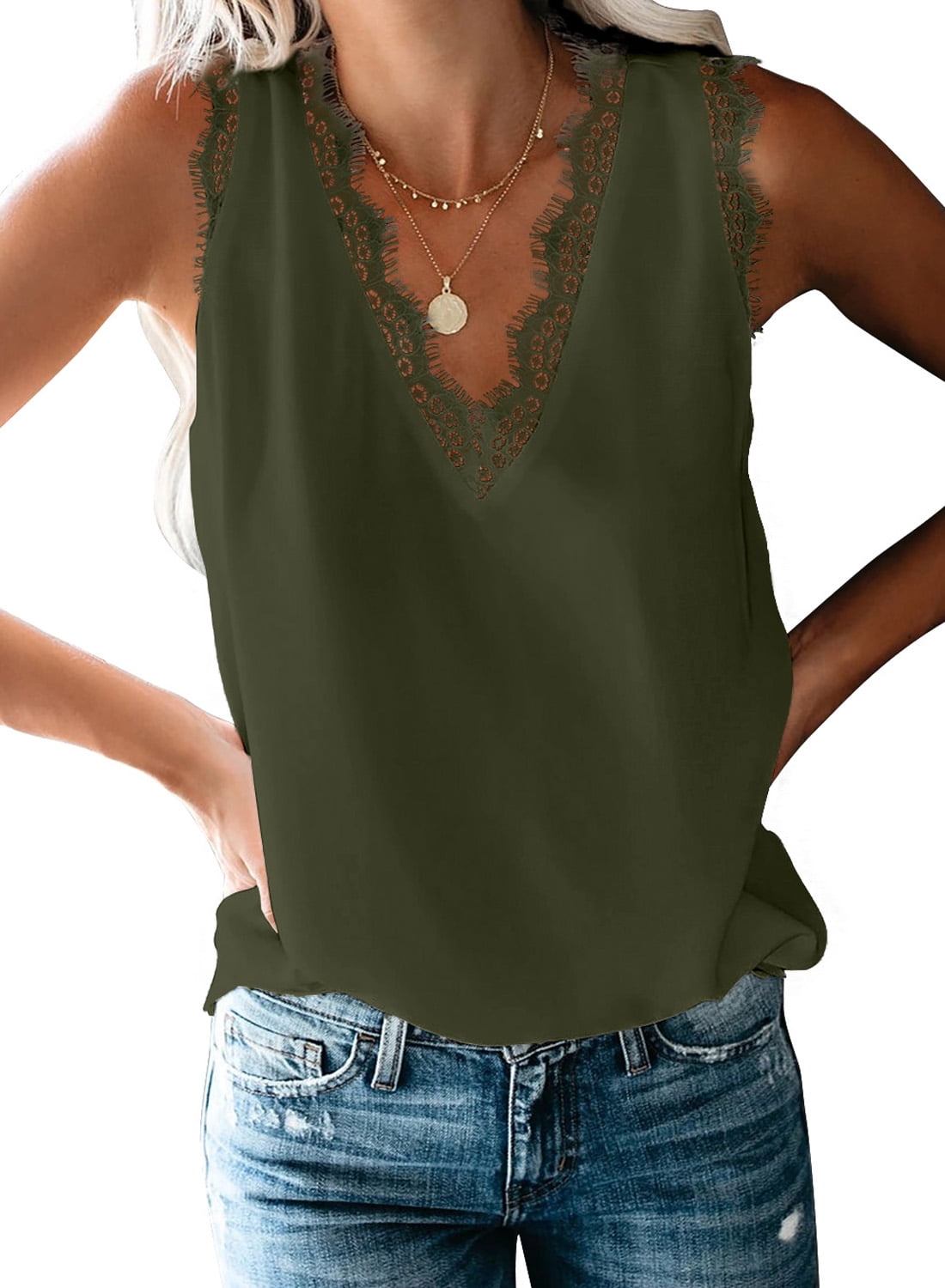 Dokotoo Womens Green Cami Tank Tops Fashion Dressy Tank Top for Women