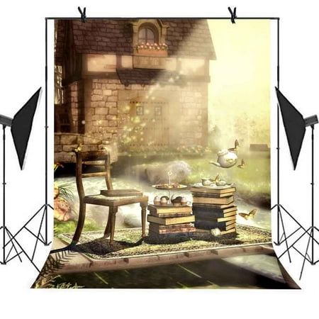 Image of MOHome 5x7ft Backdrop Manor Book Tea House Picture Studio Photography Photo Props