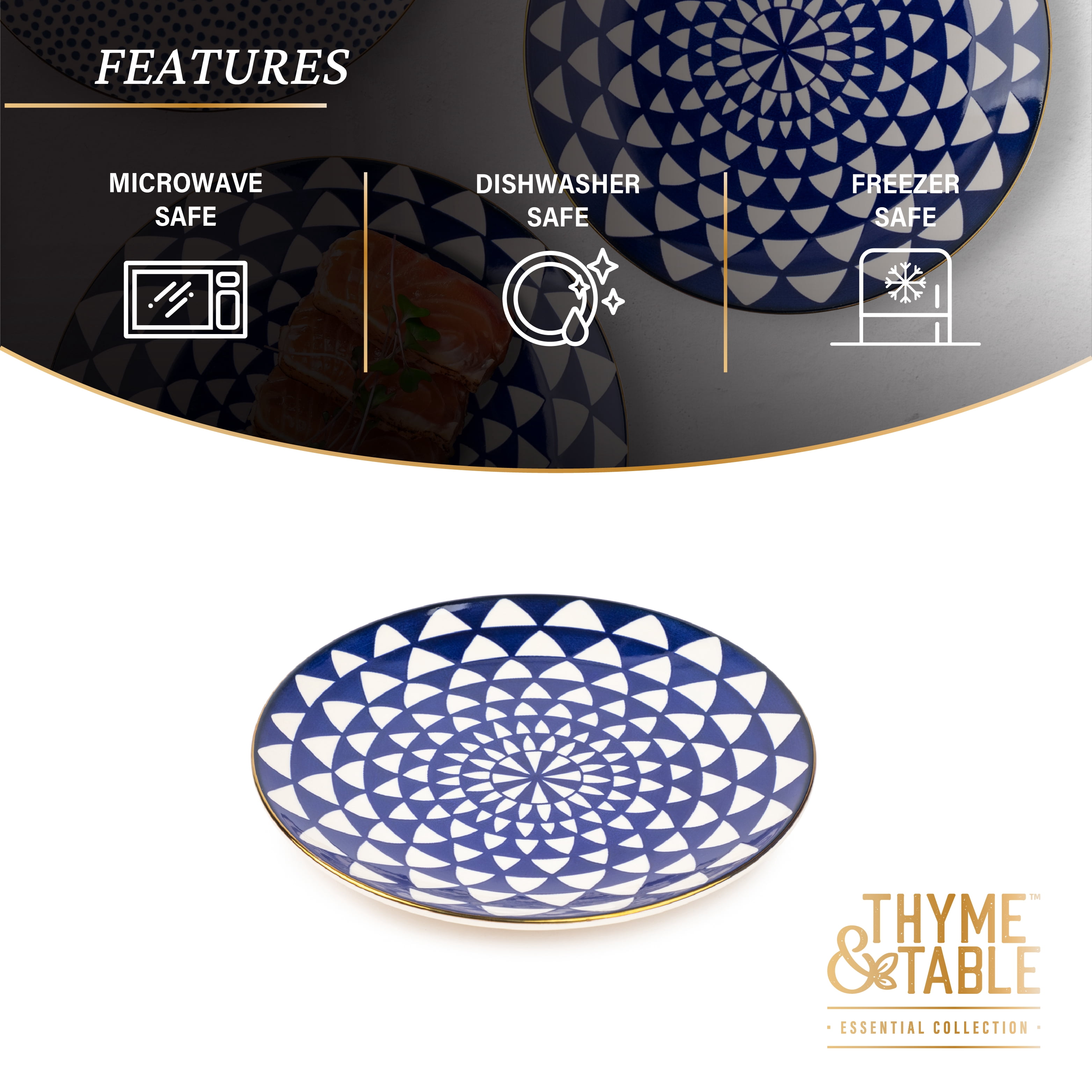 Thyme & Table Dinnerware Blue Medallion Stoneware Round Salad Plate