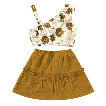 

ZHAGHMIN Toddler Spring Clothes For Girls Kids Toddler Baby Girls Sleeveless Flower Print Vest Tops Patchwork Skirt 2Pcs Outfits Set Girls Baby Clothes 5 Piece Gift Set Toddler Summer Pajamas Girls