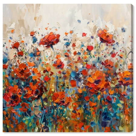 Beautiful Garden Bloom Impressionism Wall Art /Monet And Van Gogh Inspired Art Canvas Wall Art by Art Remedy  Gallery Wrapped 30 x 30