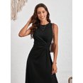 thumbnail image 2 of Elegant stylish sleeveless solid color A-line pleated dress, 2 of 5