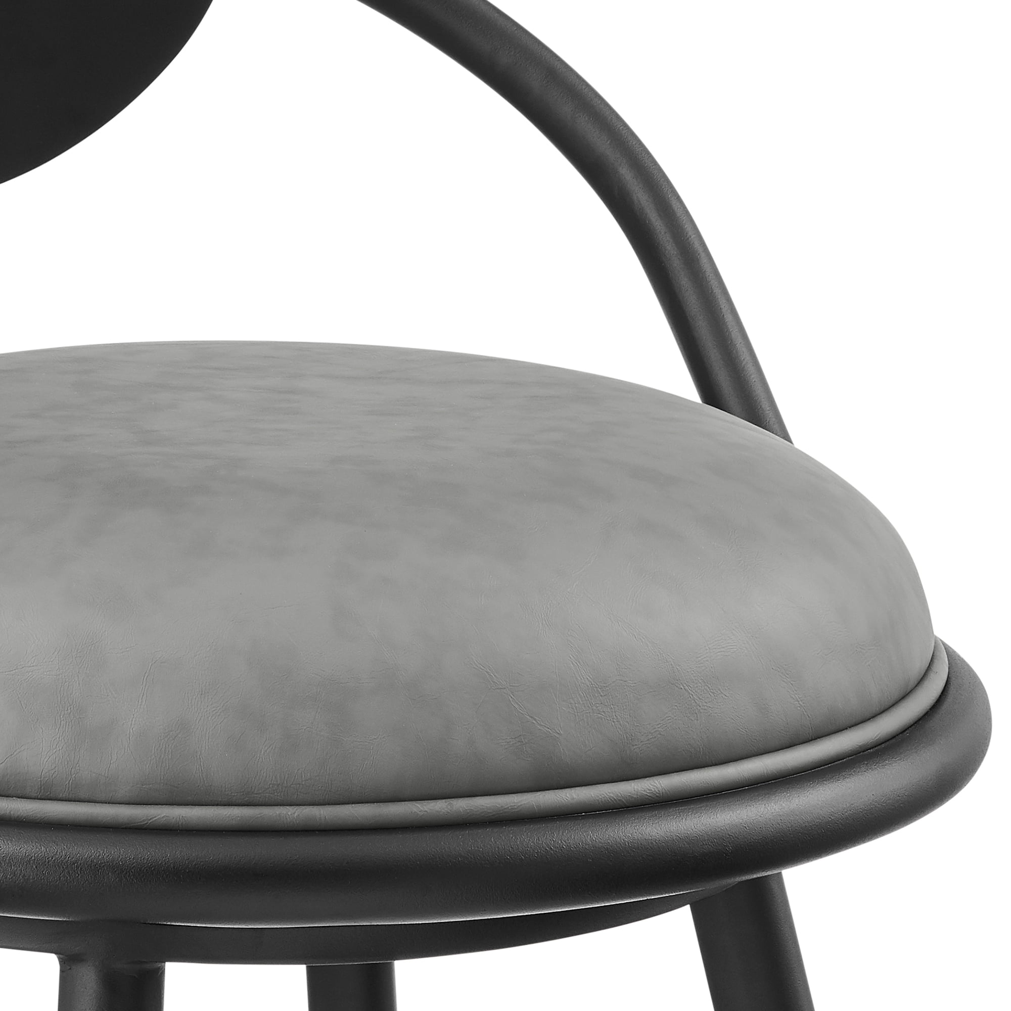 Carnation 30" Swivel Bar Stool in Black Iron with Gray Faux Leather/Black