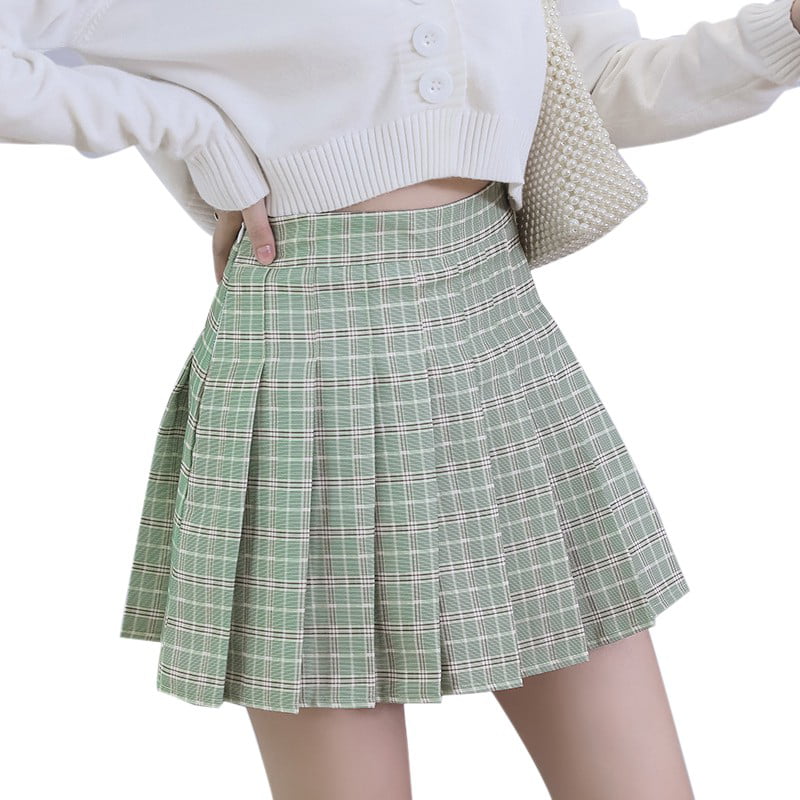 Sweet High Waist Pleated Skirt College Style Girls Slim Mini Skirt ...