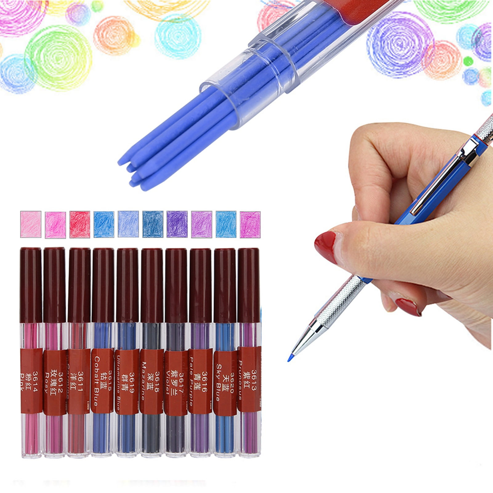 Automatic Pencil <span Style="background:red"></span> Refills, 2.0mm, 10 Colors, Safe, Eco,Friendly, Break,Resistant S