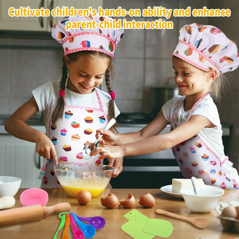 HEQUSIGNS Kids Cooking and Baking Set, 31 Pcs Kids Chef Apron Set, Children  Kitchen Bake Playset Accessories for Kids Age 3-10 