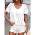 thumbnail image 4 of Camisetas Casuales de Verano para Mujer, Camisetas de Corta con Cuello en V, Camisetas Blancas S, 4 of 7
