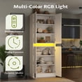 thumbnail image 4 of 71" Tall Kitchen Pantry, Pantry Storage Cabinet with High Gloss Doors, Modern Buffet Hutch Cabinet with Led Light and Adjustable Shelves for Dining Room, Living Room, White, 4 of 9