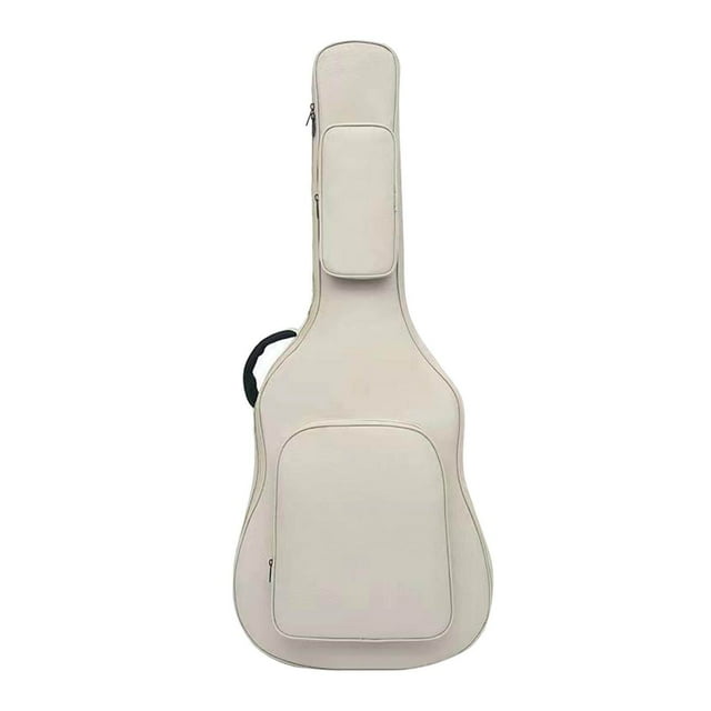 pitrice Acoustic Guitar Bag with Pockets Backpack Adjustable Shoulder Strap for Bass Beige