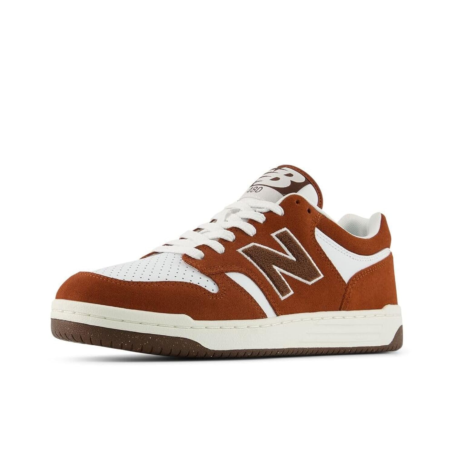 New Balance Unisex-Adult 480 L Sneaker, Relic Brown/White, Men 10.5 / Women 12