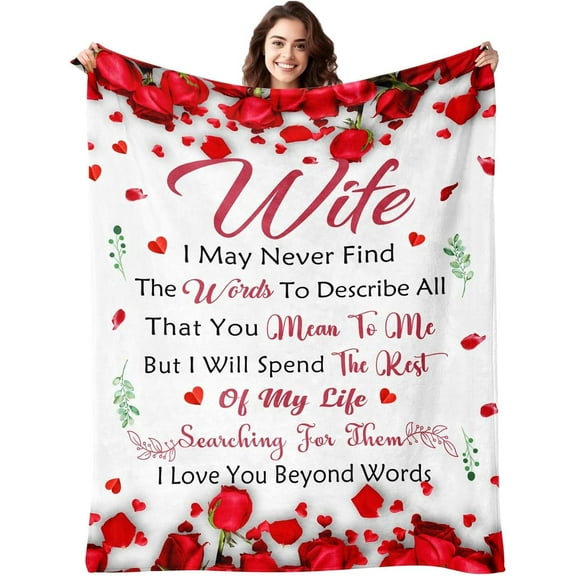 for Wife from Husband - Anniversary Wedding Gifts for Women, Christmas & Mothers Day Blanket Gift for Wife - Wifey Birthday Present Ideas - Valentines Day Present for Her - Throw Blanket 50"x60"