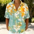 thumbnail image 2 of GUACER Womens Short Sleeve Tops Floral Print Button Down Shirts Cotton Linen Casual Collared Loose Blouses, 2 of 7