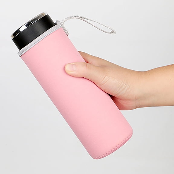 Glass Water Bottle | Oimcto Portable Bottle Sleeve with Carry Strap, Insulated Anti-Slip Bottle Cover Holder for 16-18Oz Glass Plastic Bottles, Protects from Bumps for Picnic, Bbq - 1 Pc - Hot Pink