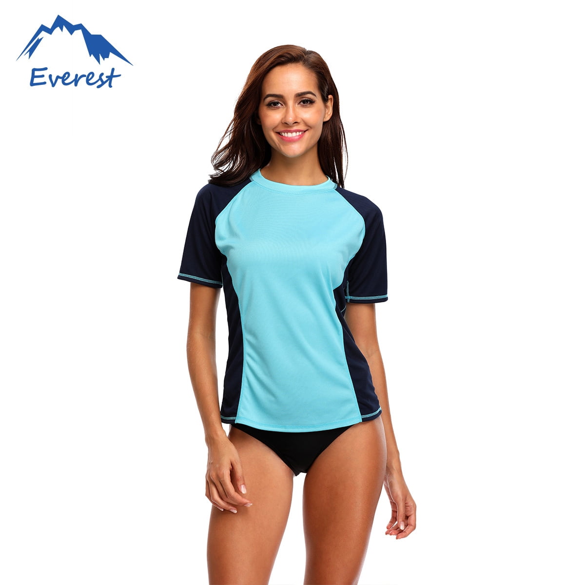 Deltage Eventyrer opnåelige FeelGlad Plus Size Short Sleeve Swimming Shirt Athletic Swimwear Top  Women's Swim Shirt Swim Tee Rashguard Top, Blue - Walmart.com