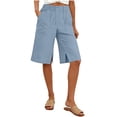 thumbnail image 2 of Mifsaly Linen Bermuda Shorts for Women High Waisted Summer Casual Shorts Knee Length Outdoor Travel Golf Everyday Outfits with Pockets L, 2 of 6