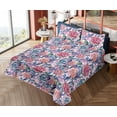 thumbnail image 4 of Ambesonne Peony Pattern Fitted & Flat Sheet with Sham 3 Pcs Set, Jungle Boho Flowers, Twin XL, Indigo Pale Pink Lilac, 4 of 5