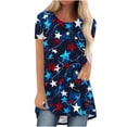 thumbnail image 2 of Fiudx Ofertas Del Día Moda Mujer Casual Cuello Redondo Impresión Blusa Manga Corta Camiseta Verano Tops, 2 of 5