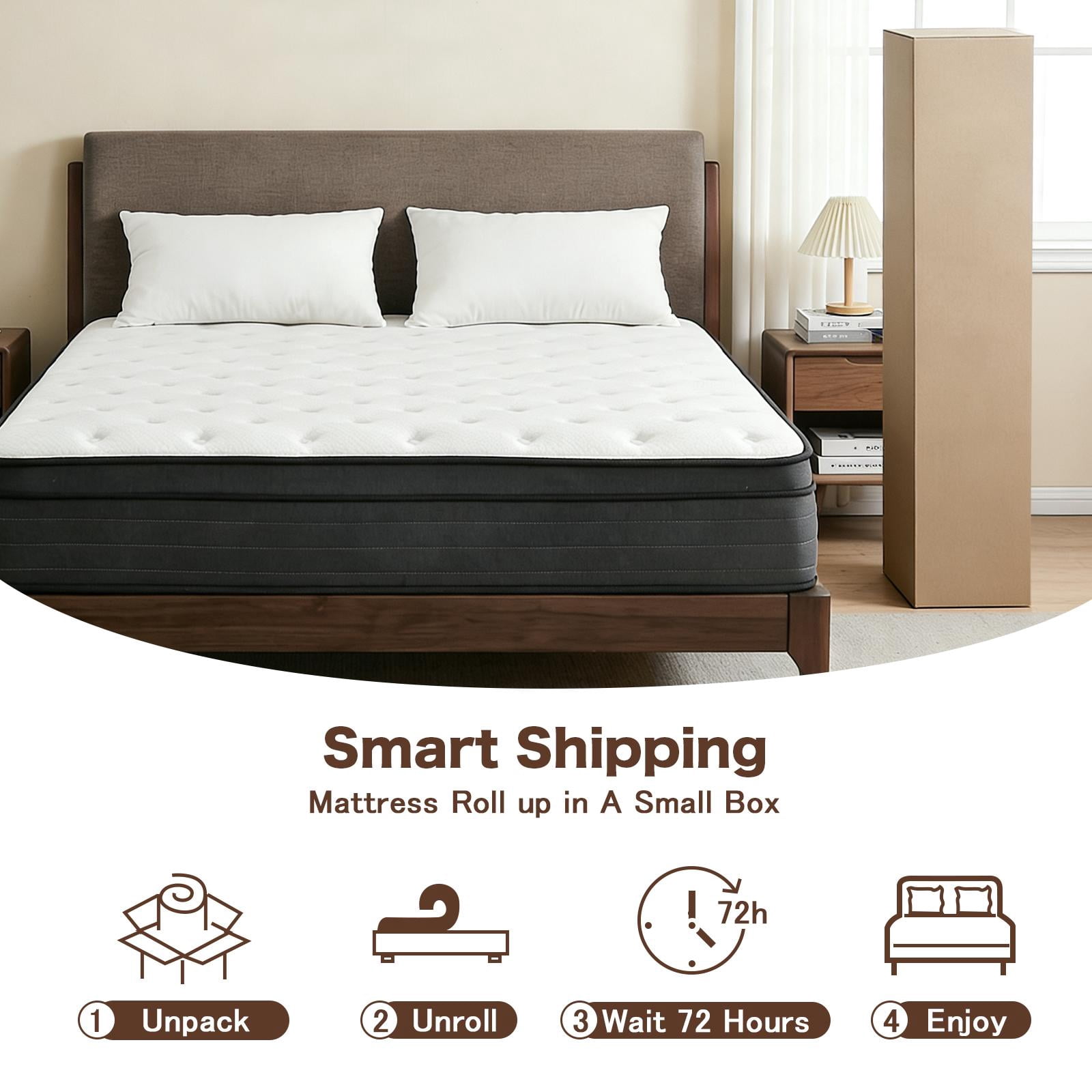 Full Mattress, 14 Inch Hybrid Mattress in a Box, Full Size Memory Foam Mattress with Pocket Springs for Motion Isolation Pressure Relief, CertiPUR-US, 100 Nights Trial