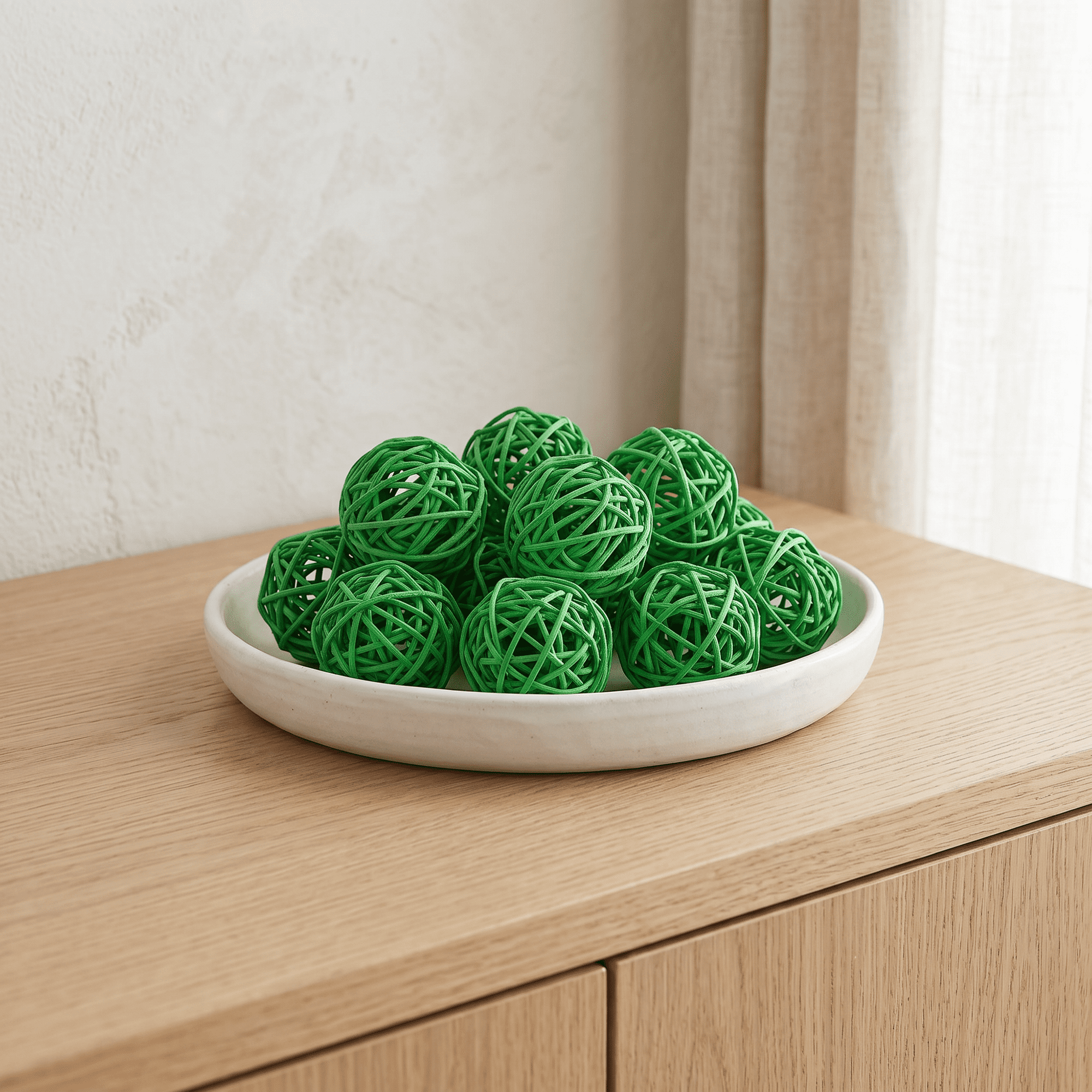 Unique Bargains 10Pcs Rattan Balls for Lights Wicker Spheres Orbs Green 2"x2"x2"
