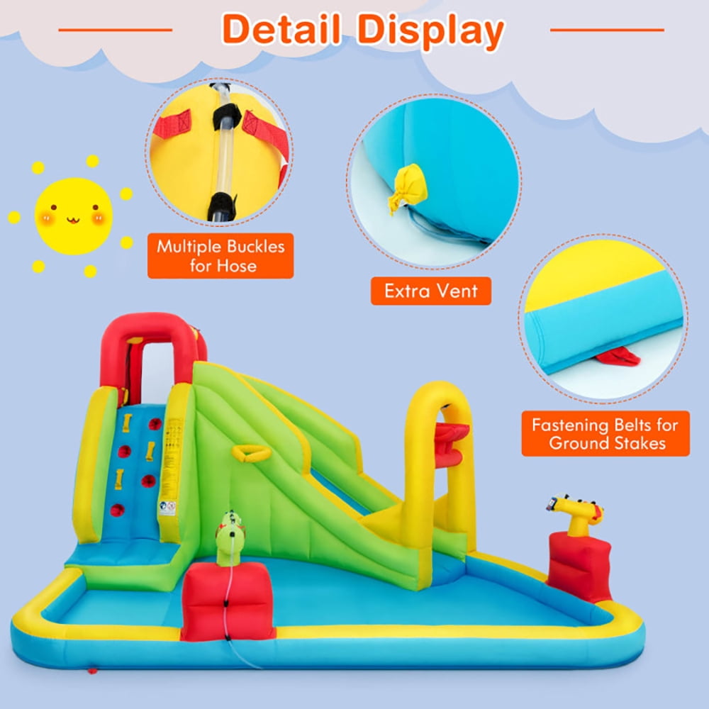 Aimee Lii Inflatable Splash Jump Slide Water Bounce without Blower, Kids Bounce House, Playhouse for Kids Outdoor