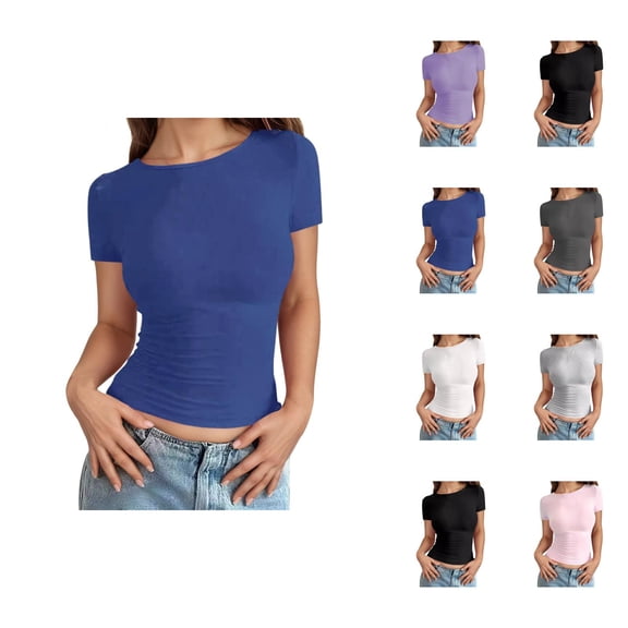 Women's Slim Fit Round Neck Short Sleeve T Shirt Casual Comfortable Breathable Soft Top For Everyday Wear