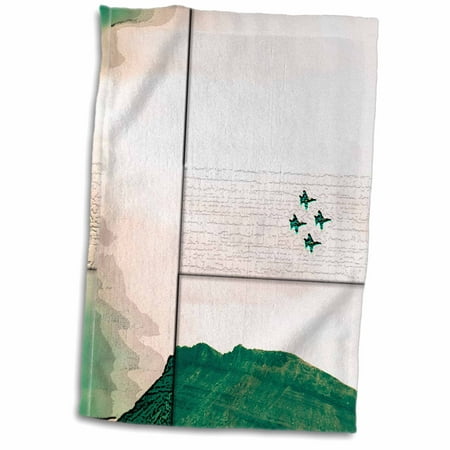 - 3dRose The Blue Angel Airplanes at an Air Show in Southern Utah in Hues of Green Beveled and Layered - Towel, 15 by 22-inch