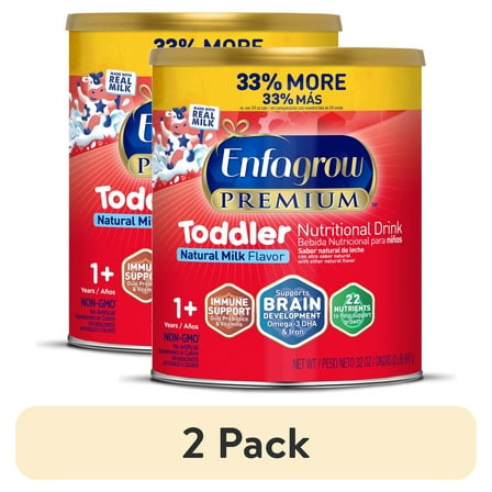 (2 pack) Enfagrow Premium Toddler Milk Nutritional Drink, Enfagrow Toddler Drink, Try Our Brain-Supporting Trio, 32oz Can