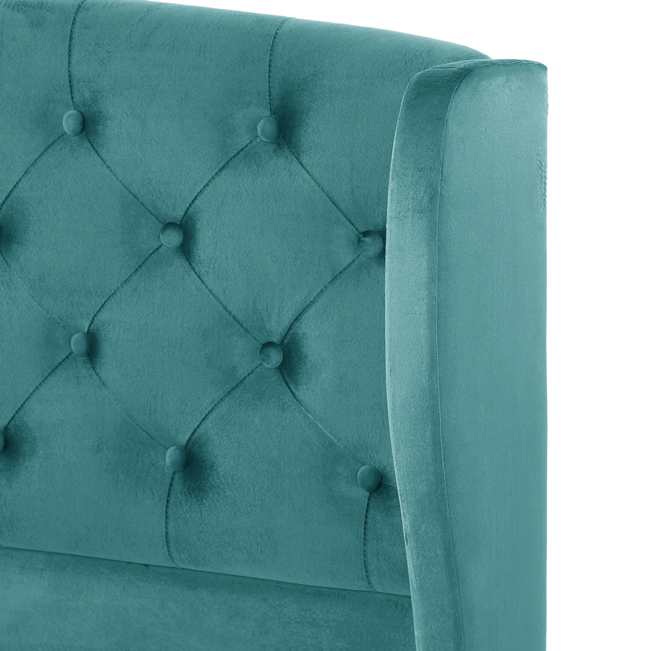 Christopher Knight Home Velvet Upholstered King Bed Frame with Wingback Headboard & Scroll Footboard, Turquoise
