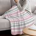 thumbnail image 3 of Pink Stripes Blanket Soft Cozy Warm Twin Blanket for Bed, Plush Fuzzy Flannel Fleece Blankets for Sofa, Modern Minimalist Horizontal Ombre Lines Throw Blankets for Couch, Gifts for Men, 60"x80", 3 of 9