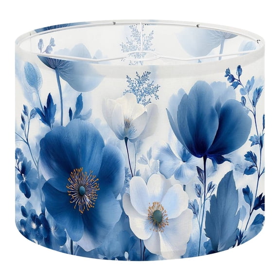 Linen Drum Lampshades Blue Floral Navy Blue Wildflower Lily Daisy Botanical Flower 13"x13"x10" Light Shade for Table Lamps Floor Lamp Shades Lampshade Replacement Assembly Required