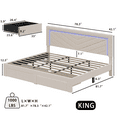 thumbnail image 3 of NHIXSOM King Upholstered Platform Bed Frame with LED Lights and Storage, Velvet Adjustable Headboard, off White, 3 of 8