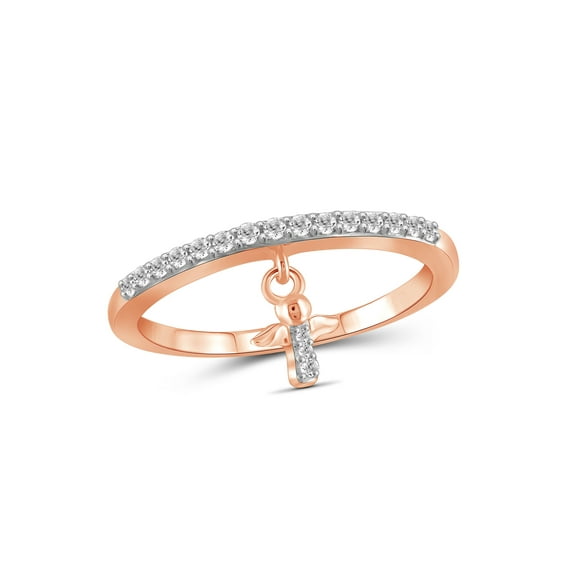 JewelersClub Diamond Rings for Women – 1/5 Carat White Diamond Ring Jewelry– Rose Gold Over Silver Bands for Women –– Ring by JewelersClub