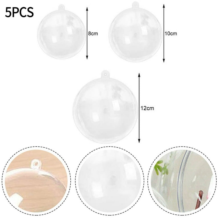 Clear Plastic Ornaments Christmas Ornament Fillable Balls for DIY Crafts,  Christmas Tree Decor, Wedding Party, Xmas Holiday Home Decorations, Large  Open Decorative Hanging Ornaments 10cm/4 