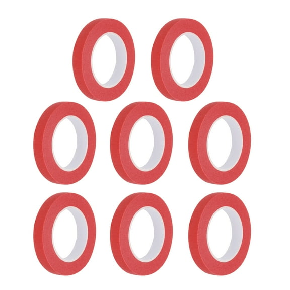 Uxcell 8Pcs 0.4 inch Wide 14 Yards Red Masking Tape Painters Tape Rolls for Home Office