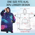 thumbnail image 4 of Oversized Wearable Blanket Hoodie,Neon Feather with Dots Pattern Sherpa Blanket Hoodie with Super Pockets,Super Warm Fuzzy Pullover for Women & Men, 4 of 6