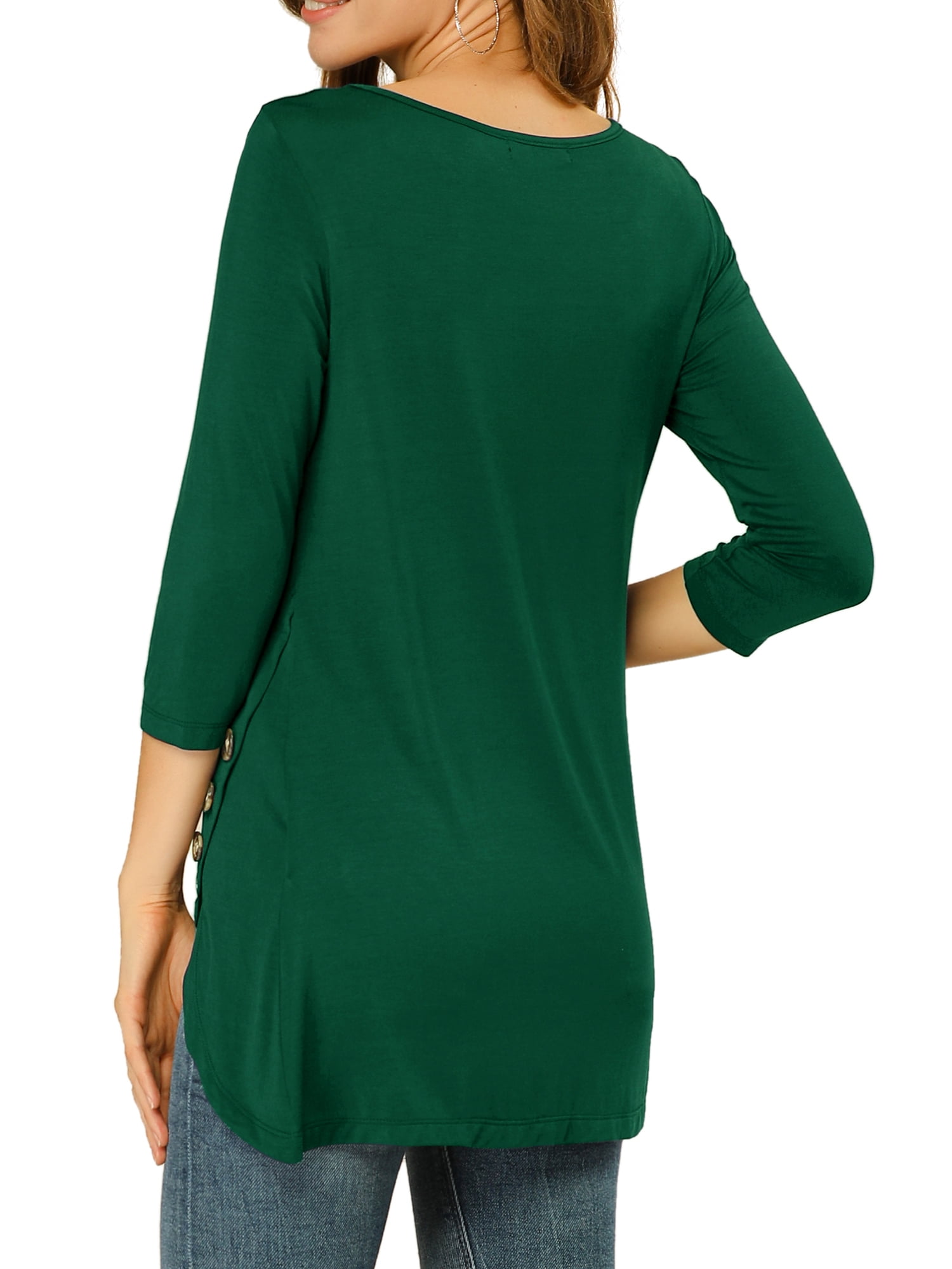 DARING DIVA Women's Casual Stretchy Tunic Asymmetric Hem Top 3XL Dark Green