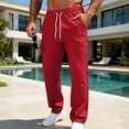 thumbnail image 2 of USNSM Mens Sweatpants Elastic Waist Drawstring Pants Running Jogging Sweatpants Athletic Workout Solid Color Pants Red L, 2 of 9