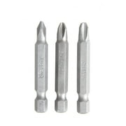 Hyper Tough 3-Pack, 2 inch Phillips Screwdriver Bits, Steel Material, Ph1, Ph2 and Ph3
