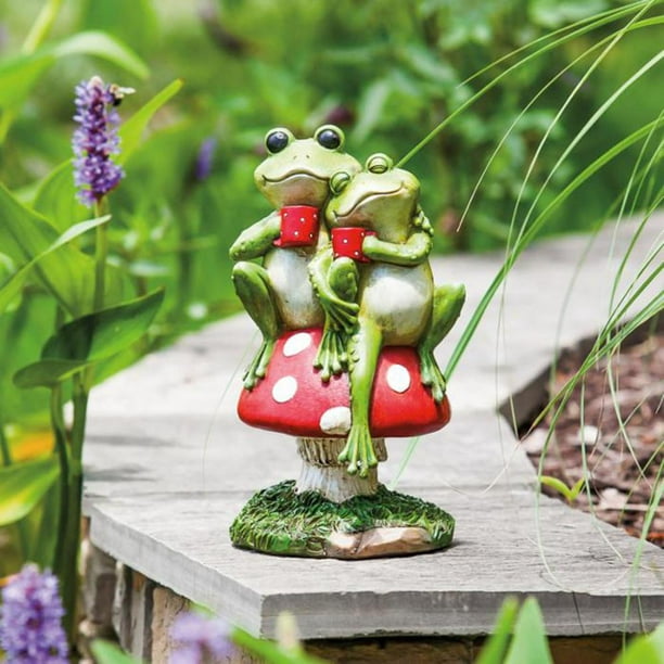 Frog Couple Garden Statue Cute Outdoor Resin Frog Sculpture Garden