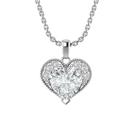 Sterling Silver Heart Necklace in White Topaz