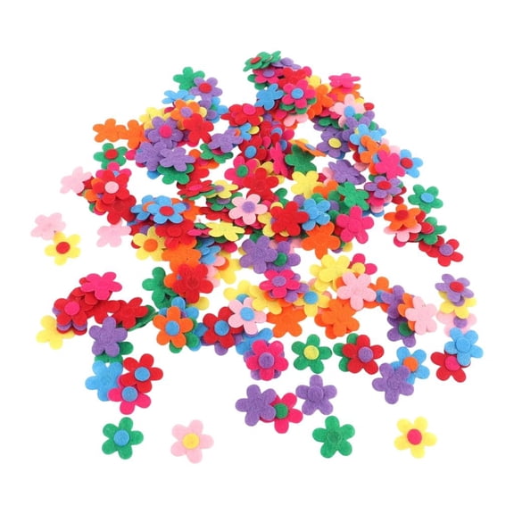 WE-POLUJ 100Pcs Felt Flowers 28mm Assorted Color Fabric Flower Embellishments for Sewing