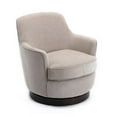 thumbnail image 2 of Swivel Accent Chair with Wood Base, Contemporary Velvet Curved Swivel Barrel Chair, Upholstered Club Armchair, Comfy Round Accent Chair Leisure Single Sofa for Living Room, Nursery, Bedroom, Natural, 2 of 7