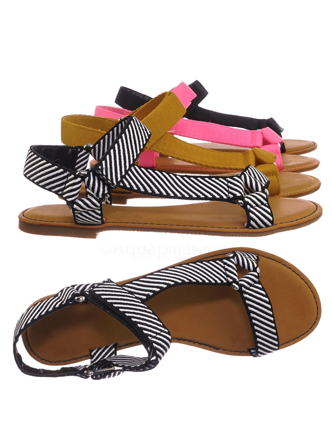 Thrive44 by Bamboo, Sporty Hook And Loop Sandal Women Knit Strap