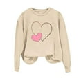 thumbnail image 5 of Tdoqot Womens Valentines Shirts- Long Sleeve Heart Print Casual Cute Pullover Sweatshirt Tops Khaki Size M, 5 of 5