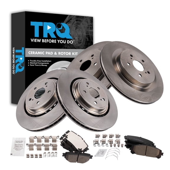 TRQ Front & Rear Brake Pad & Rotor Kit Ceramic Fits 2020-2021 Toyota Highlander