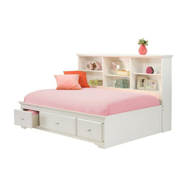 Brooke White Youth Sideways Bed Full, Sideways Queen Bed Frame